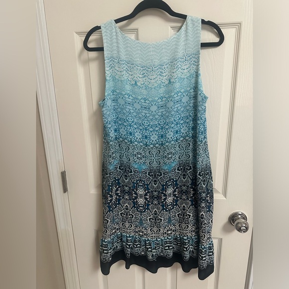 White House Black Market Blue Embellished Neck Ombre Dress - Picture 2 of 7